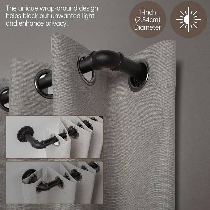 Zeerobee 2 Pack Curtain Rods 72-144", 1 Inch Industrial Black Curtain Rod