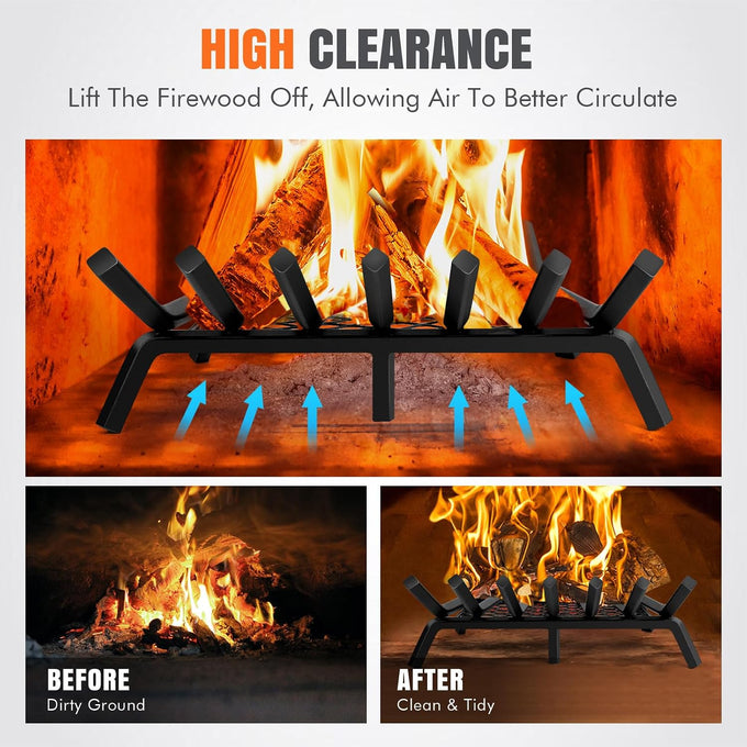 INNO STAGE 21 Inch Fireplace Grate with Ember Retainer