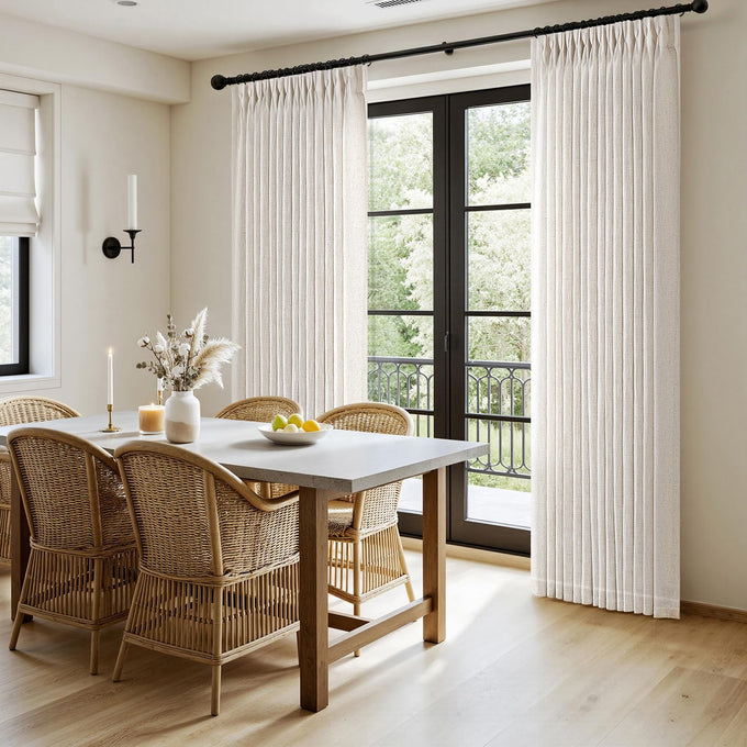 MIULEE 102 Inches Long Pinch Pleated Thick Linen Curtains 2 Panels Natural