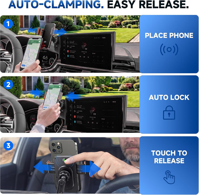 Car Phone Holder for 2020-2025 Audi A4/S4/A5/S5 & 2021-2025 Q5/SQ5 Accessories, 10.1-Inch Center Screen Phone Mount with Up to 15W Fast Wireless Charging, Auto-Clamping, 360° Rotation