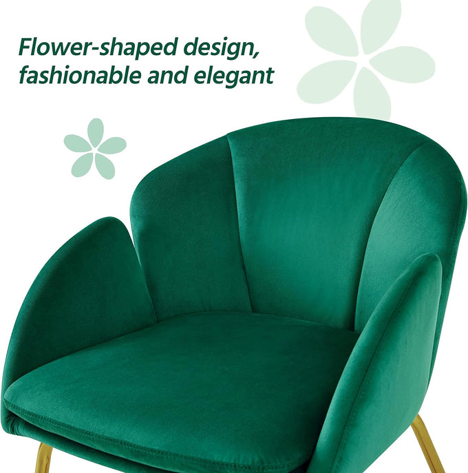 Yaheetech Flower Shape Vanity Chair with Petal Armrests, Green