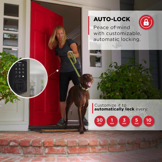 Kwikset SmartCode 270 Keyless Entry Electronic Touchpad Deadbolt Door Lock with Auto-Lock, Custom User Codes, Advanced Security in Matte Black Traditional