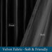 PRIMROSE Black Curtains 120 inch for Living Room Velvet Drapes Blackout Rod Pocket Back Tab Window Treatment Semi Room Darkening Decor Curtains for Bedroom Set of 2 Panels