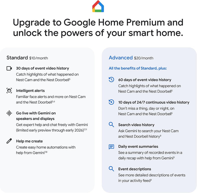 Google Nest Doorbell (Wired, 3rd Gen) - 2K Video, Live View - 2025 - Snow