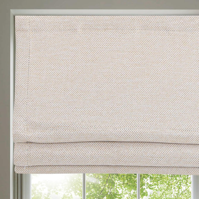 Cordless Linen Roman Shades, Natural Custom Fabric Room Darkening Roman Window Shades Blinds for Doors, French Doors, Kitchen Windows, Bathroom Windows