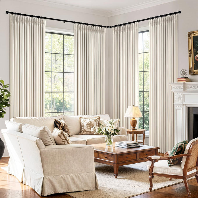 MIULEE Pinch Pleated 100% Blackout Curtains 40"x90" Long Birch 4 Panels Set