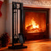 Kingson 5-Piece Heavy Duty Wrought Iron Fireplace Tool Set - Durable Indoor & Outdoor Fireplace Accessories with Decorative Black Finish - Stylish and Functional Hearth Décor for Fireplaces