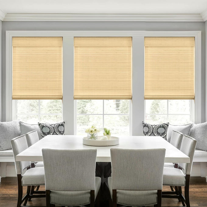 LazBlinds No Drill Bamboo Roman Shades, 38x64, DP-Natural