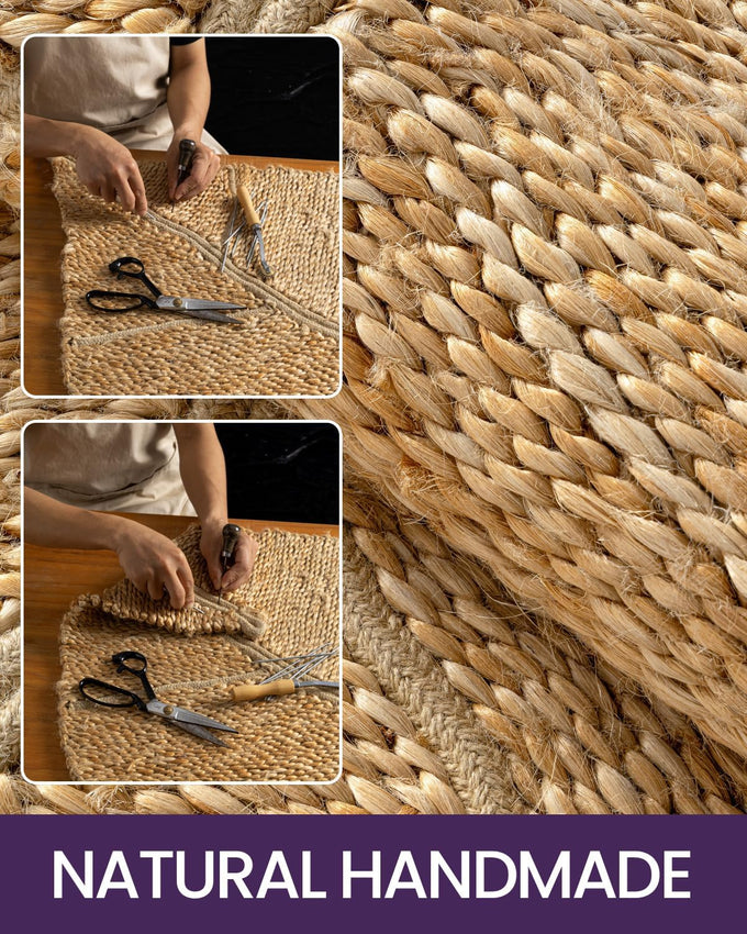 DEXI Jute Door Mat 24x36, Leaf Shaped Inside Entry Mat, Beige