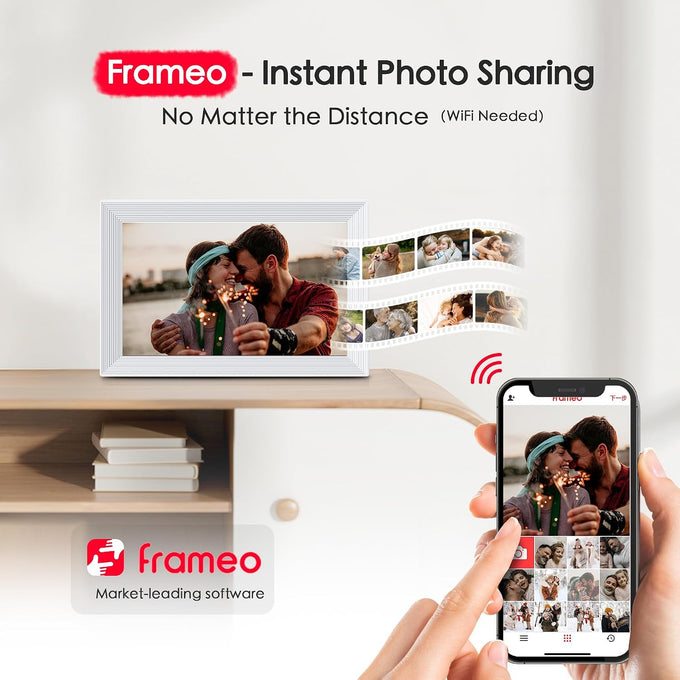Frameo 10.1" Digital Picture Frame WiFi, Smart Electronic Photo Frame, 32GB