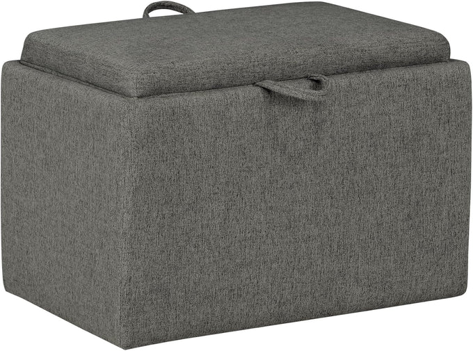 Convenience Concepts Designs4Comfort Accent Storage Ottoman 22.75" - Modern Foot Stool with Decorative Tray for Living Room, Dining Room, Office, Burgundy Faux Leather