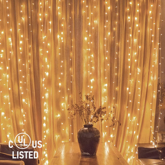 Twinkle Star 300 LED Window Curtain String Lights, Warm White, 2 Pack