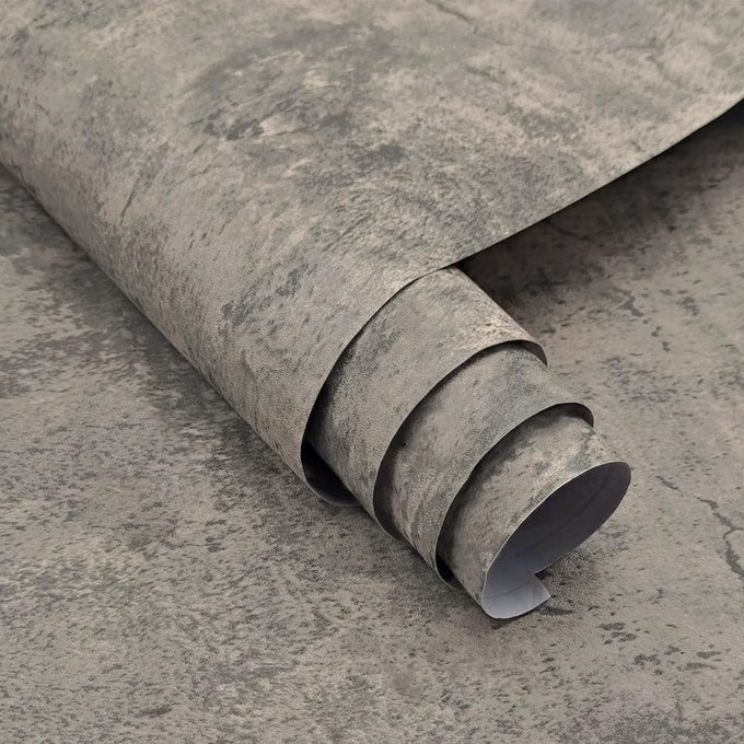 3yecao Grey Concrete Wallpaper Peel and Stick Gray Concrete Contact Paper