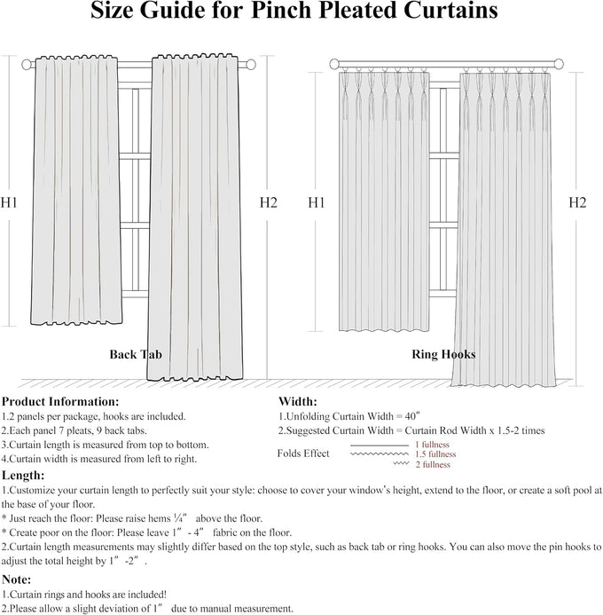 WEST LAKE Soft Green Pinch Pleated Light Filtering Curtains 90 Inches Long