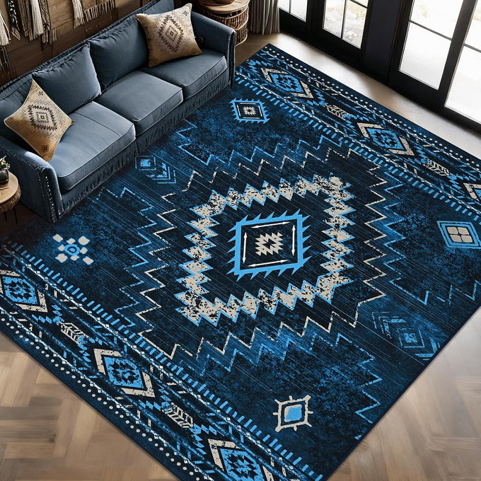 Yinhua Living Room Rug 6x9, Western Washable Rug for Bedroom, Brown