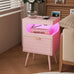 Veegle Nightstand,Modern Bedside Table with Storage Drawer and Open Wood Shelf, Accent Night Stand with Solid Wood Legs for Living Room, Bedroom and Small Spaces,Easy Assembly (Pink-1)