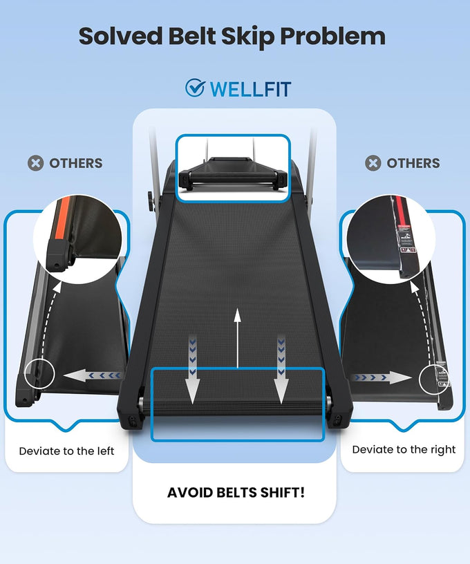 WELLFIT Walking Pad Treadmills with Handle, 10% Incline Treadmill for Home
