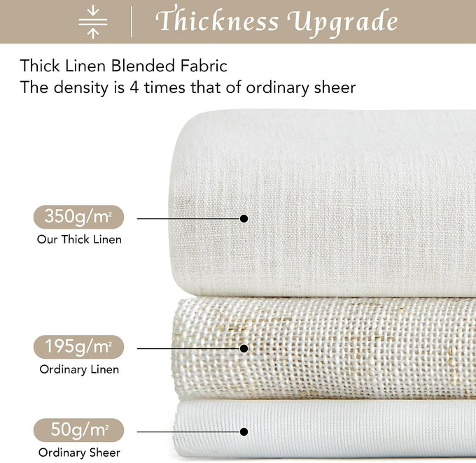 NICETOWN Thick Linen Curtains 96 Inches Long for Living Room 2 Panels Set, Back Tab/Rod Pocket with Pleat Tape Privacy Added Window Treatments for Farmhouse/Bedroom, Vanilla, W55 x L96