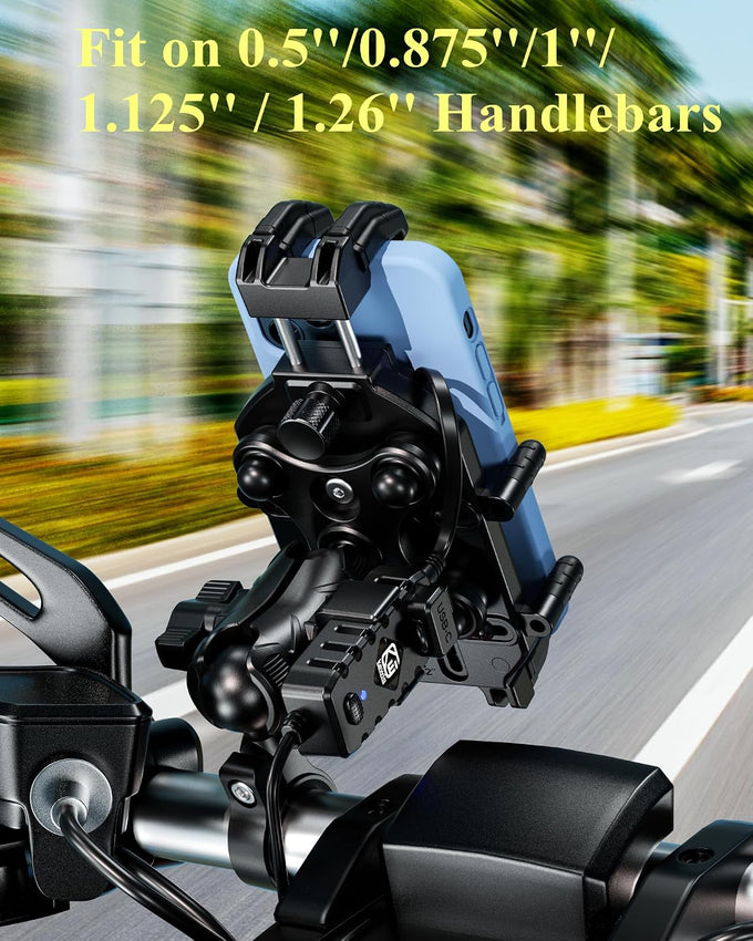 BRCOVAN Motorcycle Phone Mount with Qi Wireless & USB-C Charger