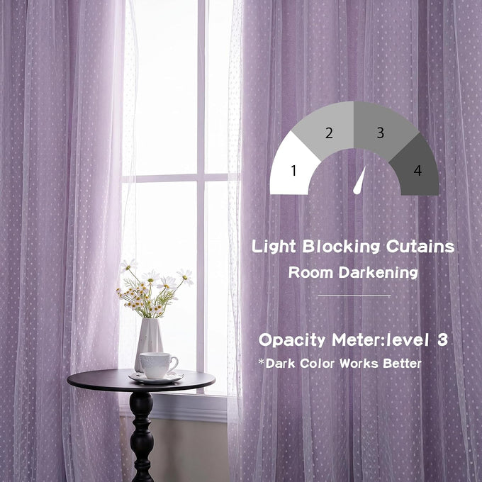 MYSKY HOME Lavender Curtains for Girls,Lilac Purple 52x90,2 Panels