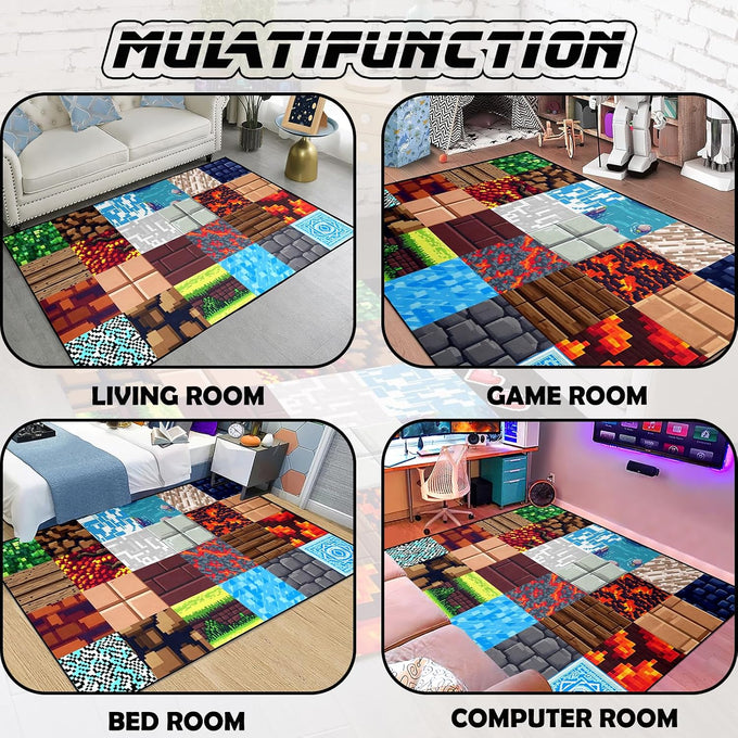 Cool Game Rug for Teen Boys Room Funny Gamer Rug for Boys Bedroom, Gaming Carpet Kids Play Mat for Living Room Playroom Game Decoration Floor Mats, 5'x7'