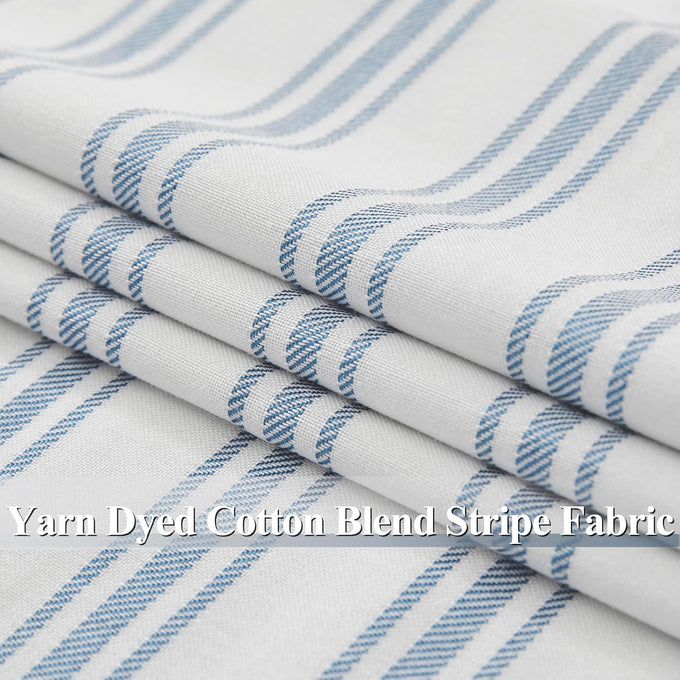 ZJDECOR Blue Striped Blackout Curtains 84 Inches Length,Back Tab Rod Pocket