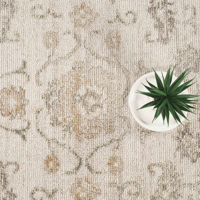 Abani Evelyn Collection Beige Area Rug - 4' x 6' - Floral Pattern, Non-Shedding - Easy to Clean, Durable for Living Rooms, Bedrooms & Offices, Pet & Kid Friendly