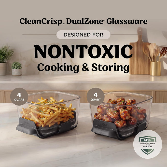 Ninja Crispi DualZone Glass Countertop Air Fryer, Bone, DD101IV2