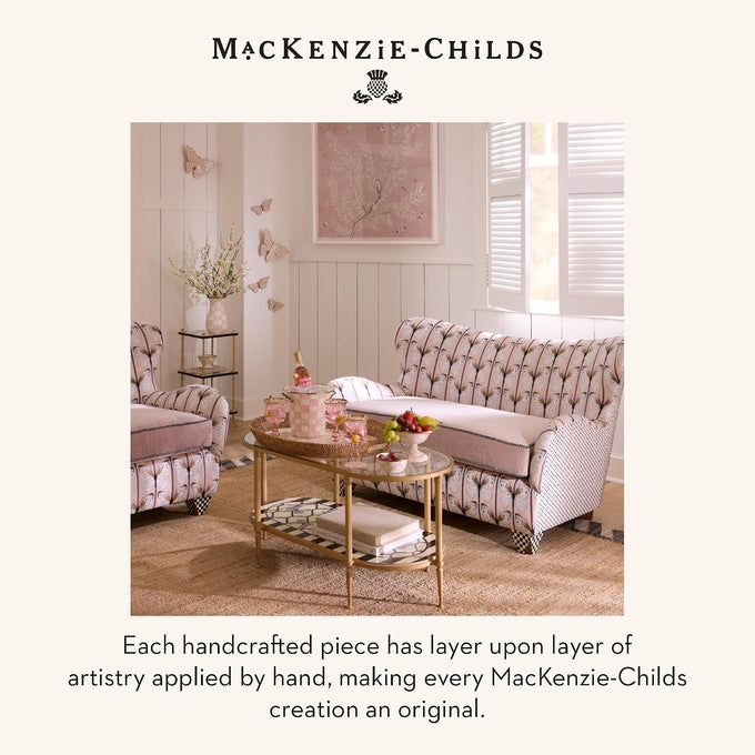 MACKENZIE-CHILDS Set of 2 Ceramic Trinket Dishes, Decorative Bowls and Jewelry Holders, Pink-and-White Rosy Heart