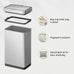 EKO Deluxe Mirage-T 50 Liter / 13.2 Gallon Touchless Rectangular Motion Sensor Trash Can or Recycling Bin, Matte Stainless Steel Finish