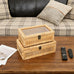 DECOR4SEASON Rattan and Cane Stacking Boxes with Glass Top Lid - Set of 2 for Boho, and Rustic Farmhouse Decor