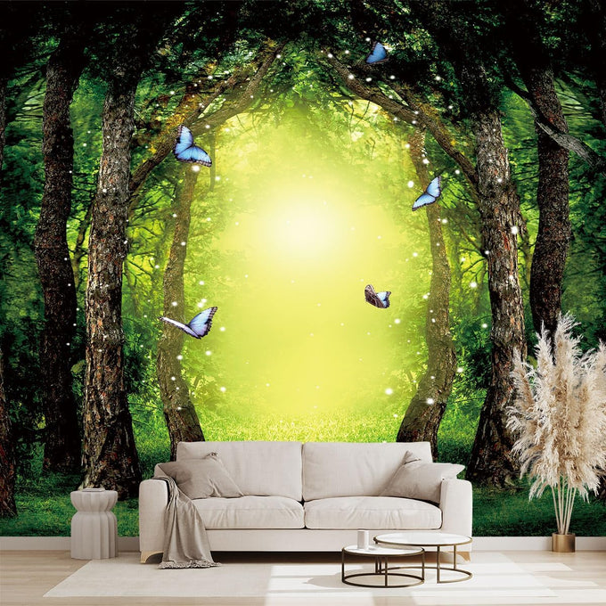 Golden Botanical Leaf wallpeper Living Room Bedroom wall Mural - 91"x65"（Not Peel and Stick）