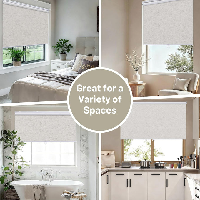 SUNOFF Blackout Cordless Roller Shades Blinds,56" W x 72" H,Linen Beige