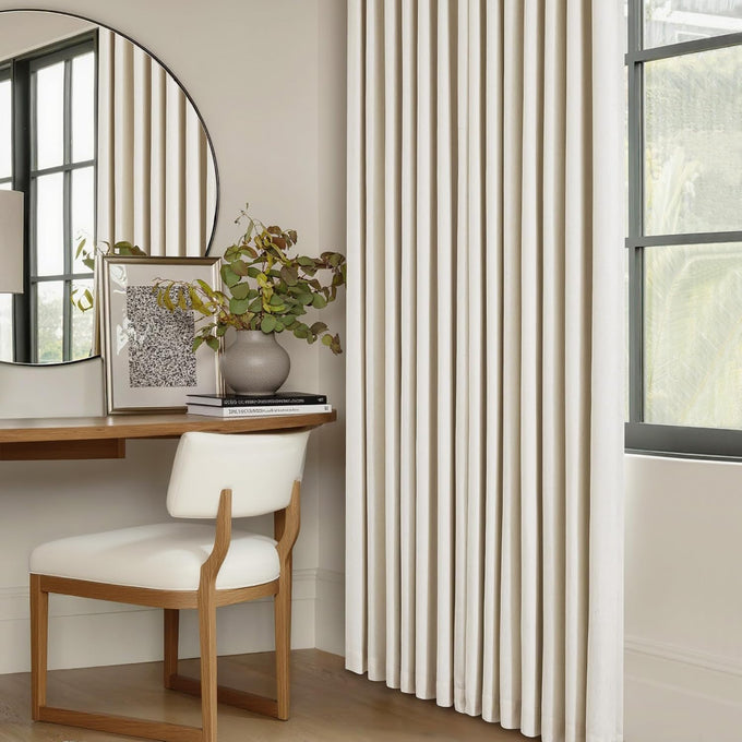 Cream Beige Linen Black Out 96 Inch Curtains for Bedroom Windows 2 Panels
