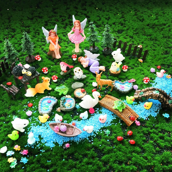 115Pcs Fairy House Kit Mini Fairy Garden Accessories Outdoor Supplies Decor