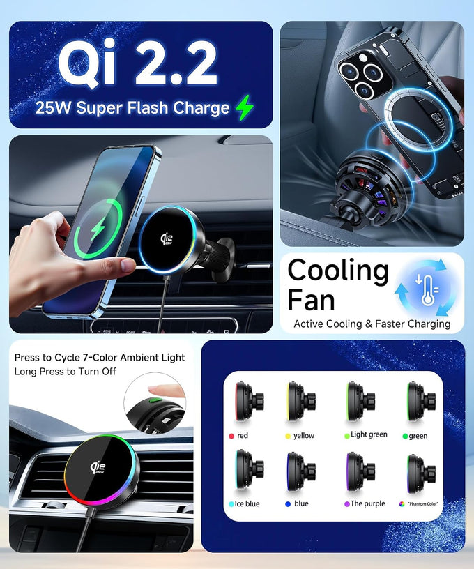 Qi2.2 25W Wireless Charger Car Phone Mount for Toyota Camry LE/SE 2025-2026
