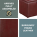 Convenience Concepts Designs4Comfort Accent Storage Ottoman 22.75" - Modern Foot Stool with Decorative Tray for Living Room, Dining Room, Office, Burgundy Faux Leather