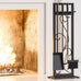 Kingson 5-Piece Heavy Duty Wrought Iron Fireplace Tool Set - Durable Indoor & Outdoor Fireplace Accessories with Decorative Black Finish - Stylish and Functional Hearth Décor for Fireplaces
