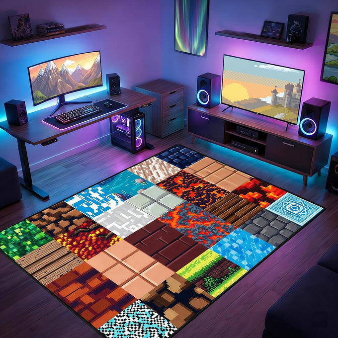 Cool Game Rug for Teen Boys Room Funny Gamer Rug for Boys Bedroom, Gaming Carpet Kids Play Mat for Living Room Playroom Game Decoration Floor Mats, 5'x7'