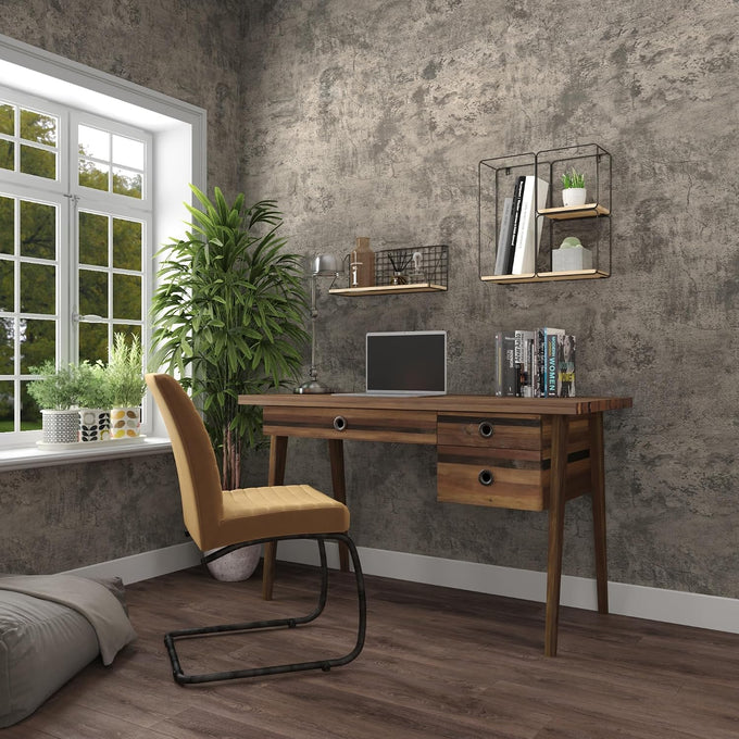 JSEVEM 31"×354" Light Brown Concrete Wallpaper Peel and Stick Industrial Beige Gray Cement Contact Paper Vinyl Warp Matte Textured Self Adhesive Wall Paper for Bedroom Bathroom Office Walls