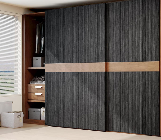 Black Grasscloth Self-Adhesive Wallpaper 23.6"x787"