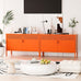Washsemba 2 Door Accent Cabinet,Orange Metal Storage Cabinet with Adjustable Shelf,2-Tier Shelf,Multipurpose Metal Locker Storage for Office Home,Music Studio (Orange)