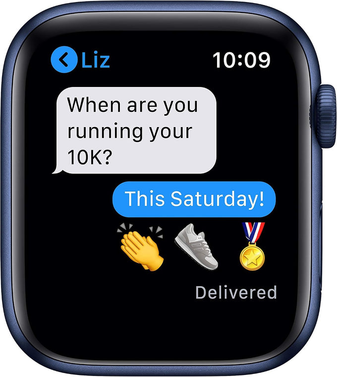 Apple Watch Series 6 (GPS, 44mm) - Blue Aluminum Case with Deep Navy Sport Band (Renewed)