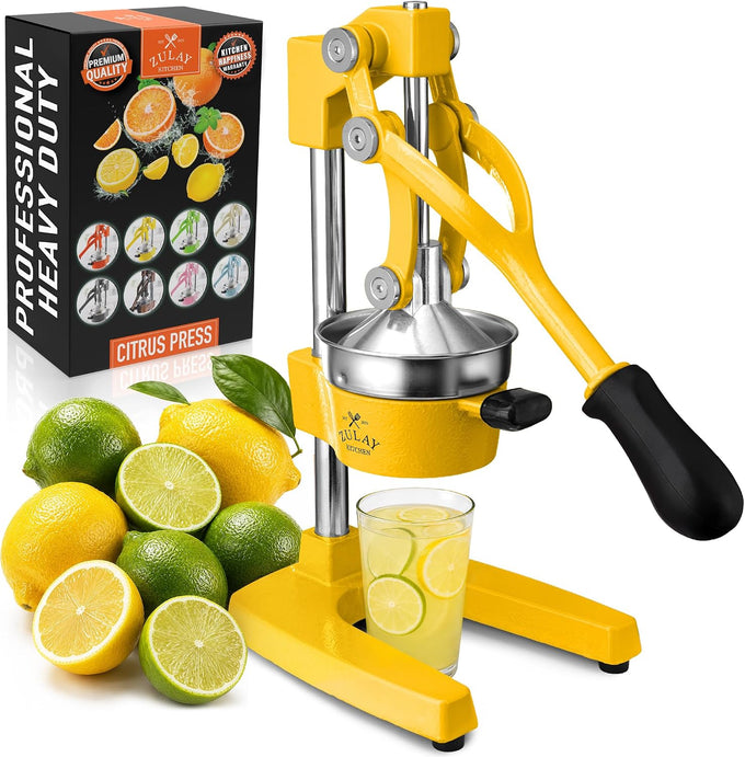 Zulay Kitchen Cast Iron Juicer, Orange Manual Juicer, Citrus Press, Black