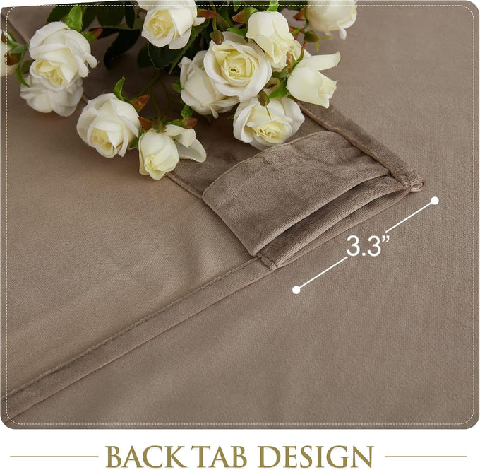 StangH Taupe Velvet Curtains Luxury Extra or Living Room, W52 x L108, 2 Pcs