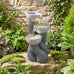 Giantex 3-Tier Outdoor Water Fountain with Lights, 18.5 Inch Cascading Bowls Tabletop Fountain with Pump, Resin Garden Waterfall Feature for Indoor Outdoor Patio, Yard, Porch Decor