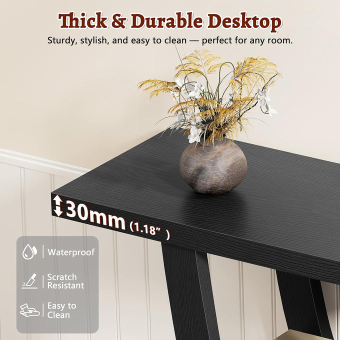 FAVOOSTY 31.5" Entryway Table, 3 Tier Hallway Table, Console Tables, Black