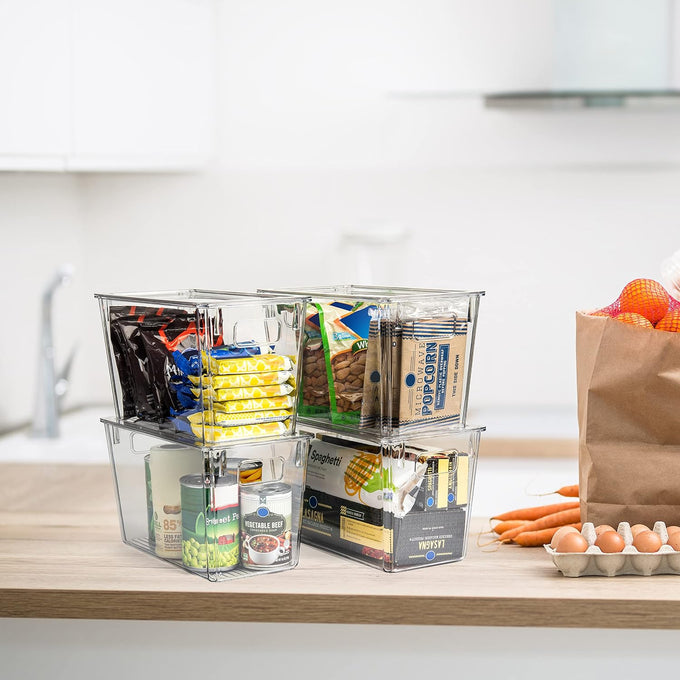 ClearSpace Plastic Storage Bins with Lids for Pantry & Fridge, 8 Pack