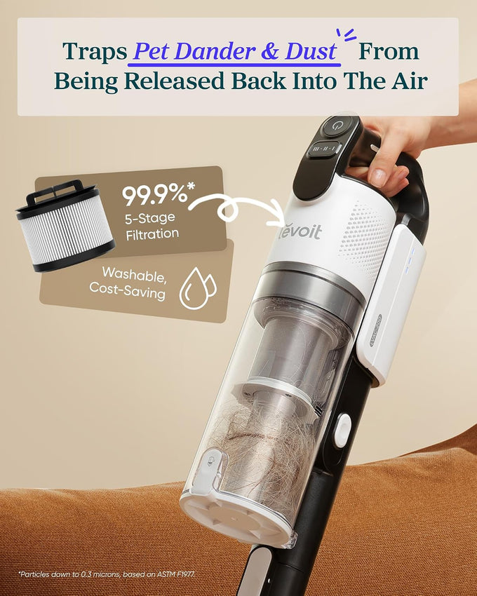 Levoit Cordless Vacuum Cleaner, Anti-Tangle for Pet Hair, Up to 50 Minutes