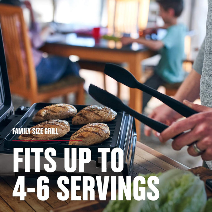 George Foreman Smokeless - Digital Smart Select, Family Size (4-6 Servings), Stainless Steel, GRD6090B